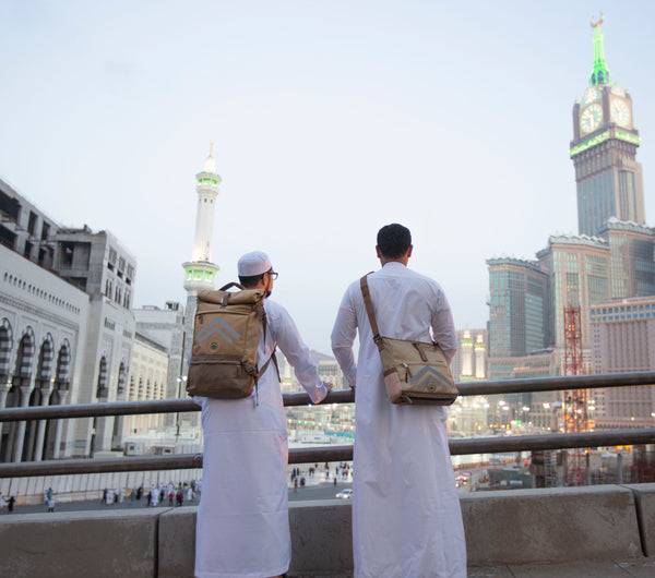 Hajj and Umrah Travel Bags Backpack in Makkah with Clock Tower and Kabaa - FEJ Gear